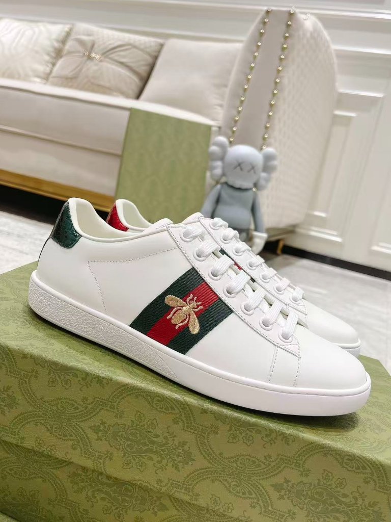Gucci-Style White Bee Sneakers